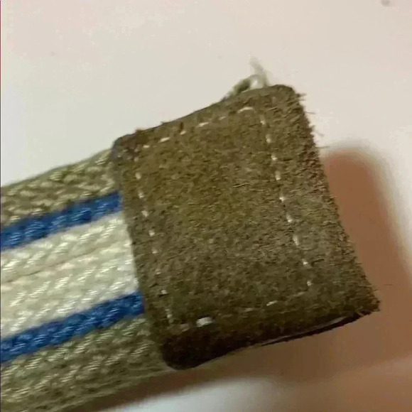 NWOT Multicolor Striped Canvas Belt w Leather Accents and Silver Buckle - Picture 8 of 10